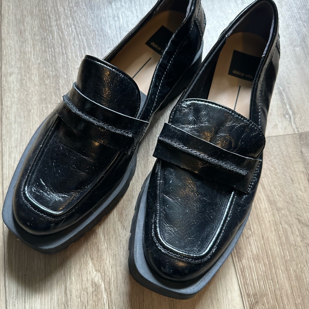 Dolce Vita Glossy Black Slip-On Loafers